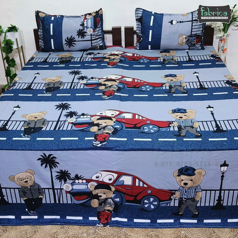 Fabby Home cartoon Print Cotton Double Bedsheet