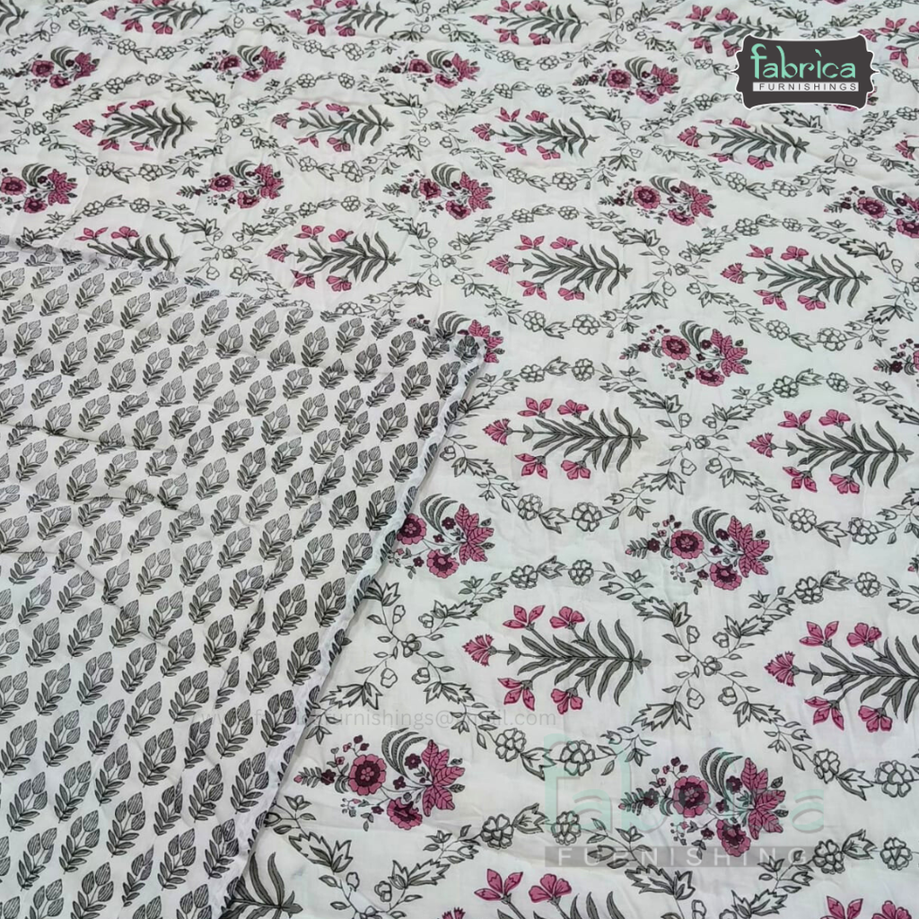 Mughal Nazakat Handblock Printed Single Bed Pure Cotton Ac Quilt