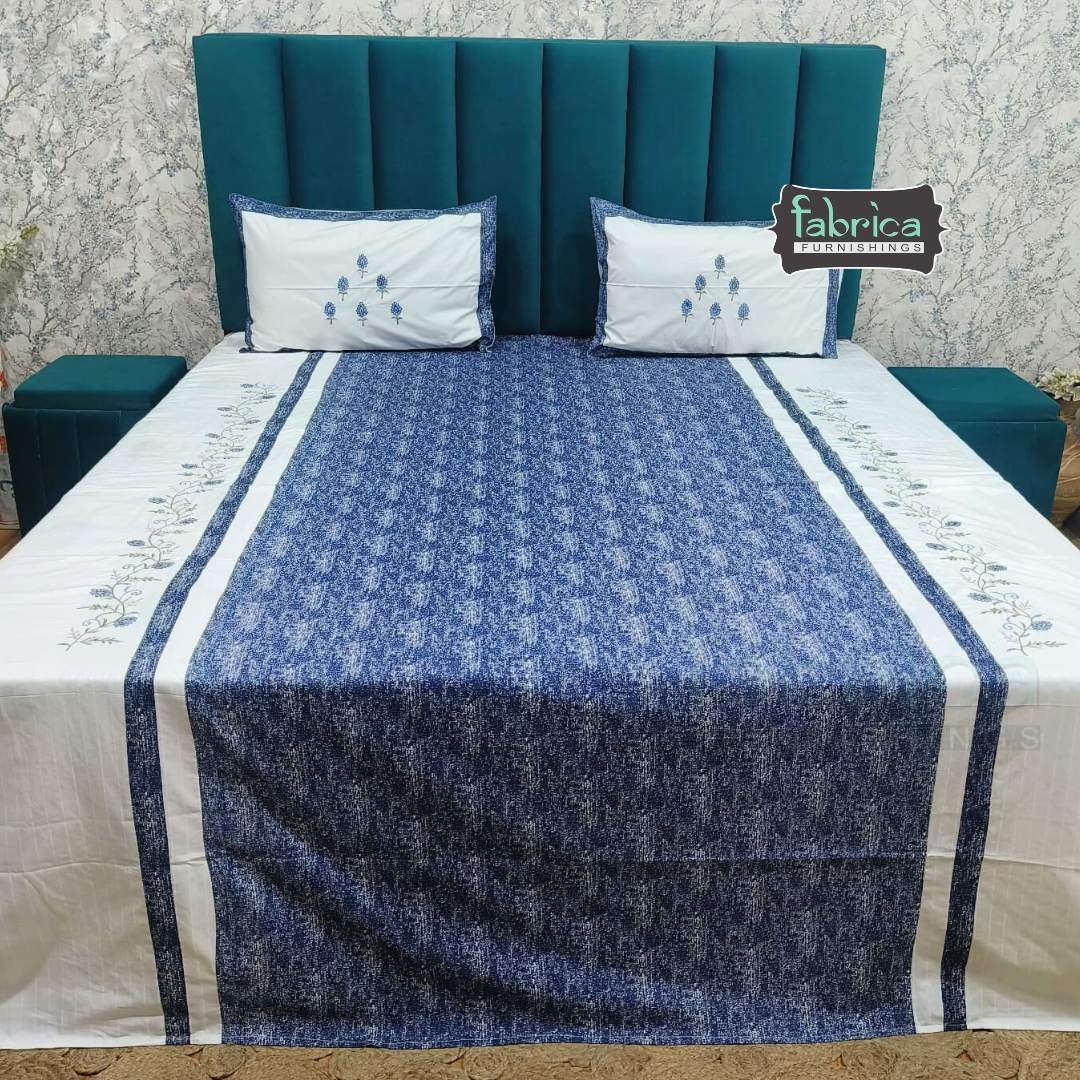 Fabby Home Designer Embroidered King Size Bedsheet Set