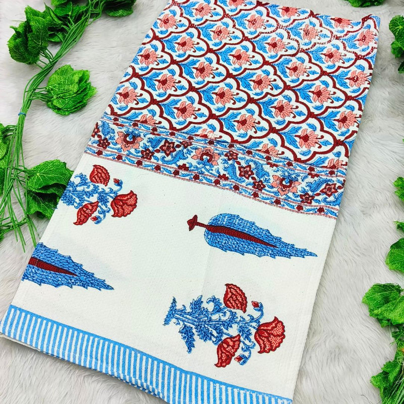 Waffle Handblock Printed Pure Cotton Bath & Hand Towels
