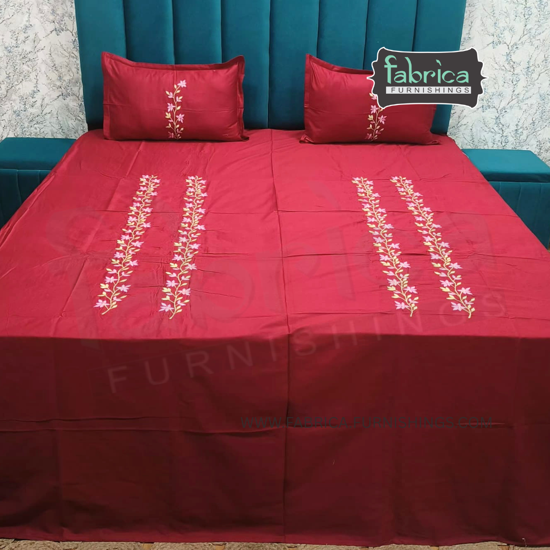 Shahi karigari Pure Cotton Designer Kingsize Embroidered Bedsheet