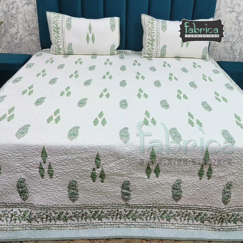 Sanganeri dreams Mul Cotton Handblock Printed king Size Quilted Bedcovers