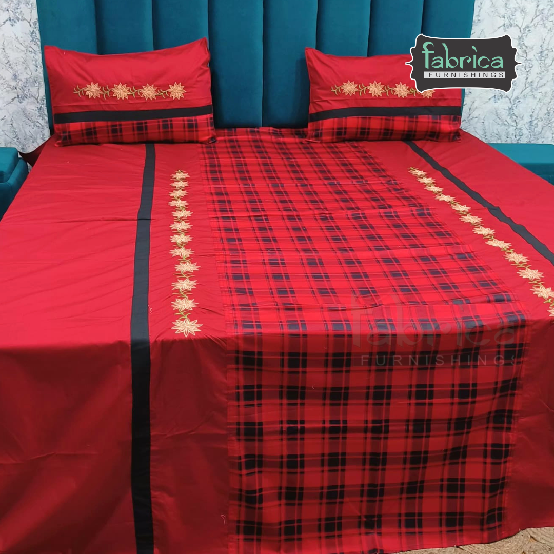 Fabby Home Decor Designer Kingsize Embroidered Bedsheet