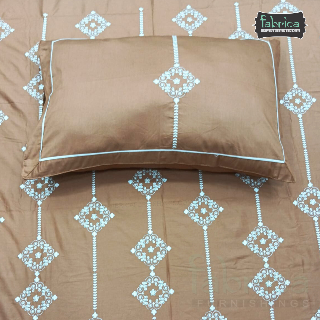 Artistic Thread Work Pure Cotton King Size Embroidered Bedsheet