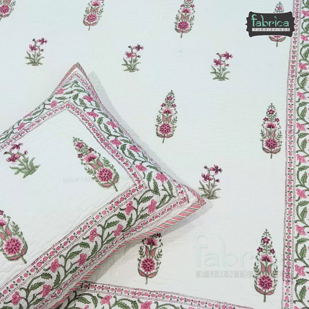 Sanganeri dreams Mul Cotton Handblock Printed king Size Quilted Bedcovers