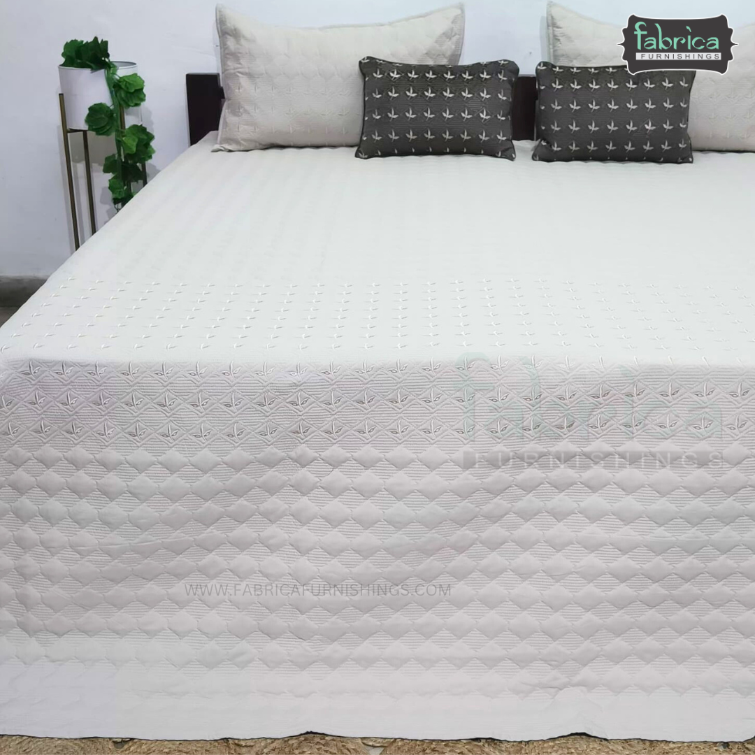 Monarch Quilted Embroidered 5 Piece Bedding Set
