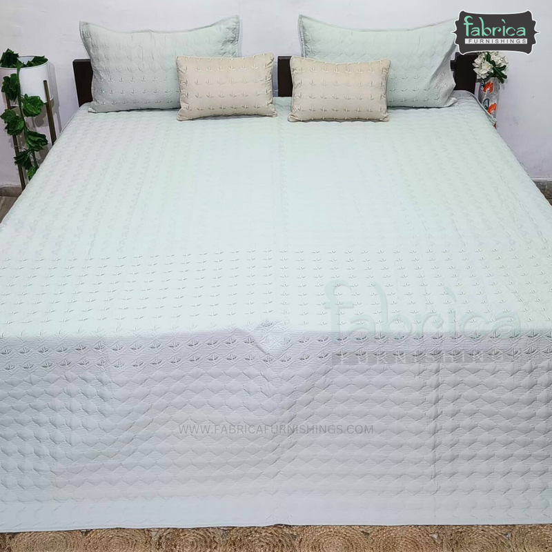 Monarch Quilted Embroidered 5 Piece Bedding Set