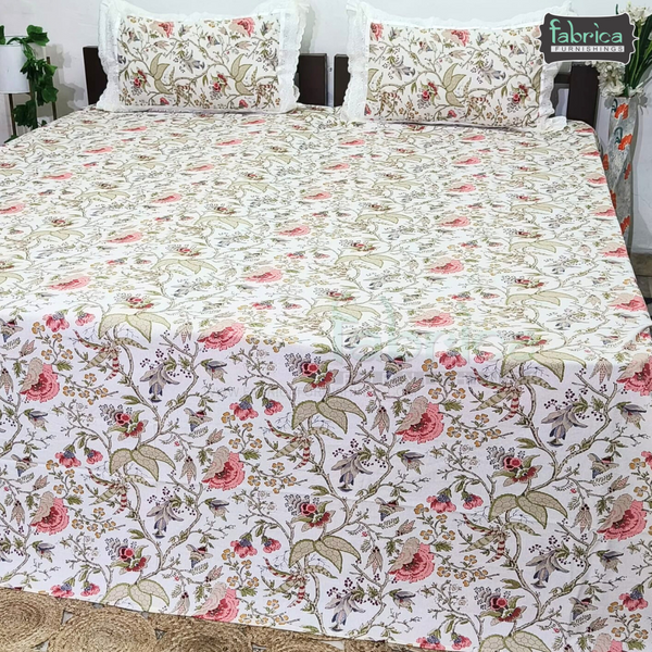 Traditional Anokhi Prints Pure Cotton King Size Lacework  Bedsheet