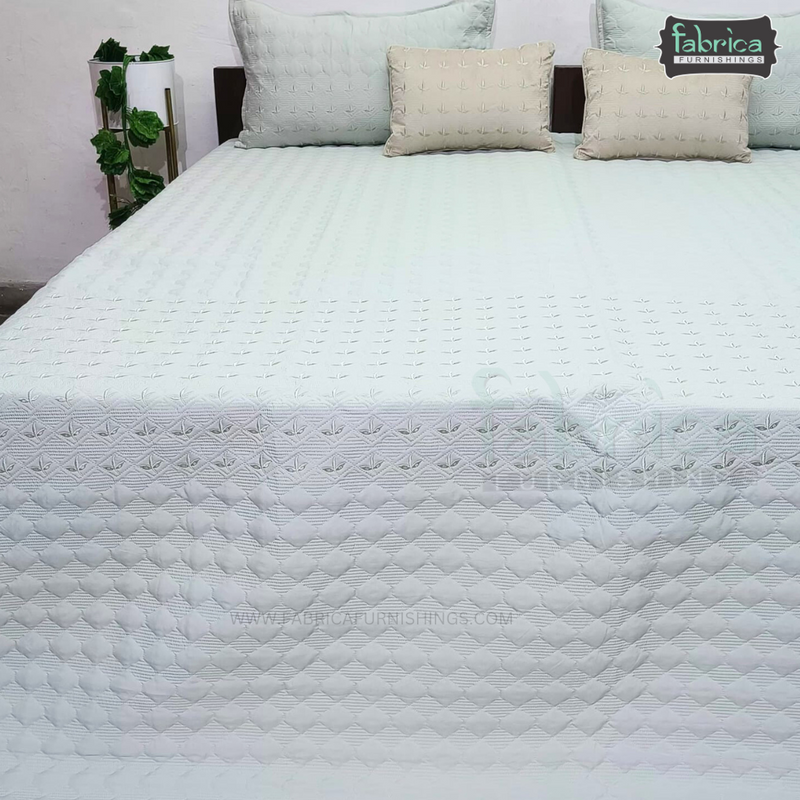 Monarch Quilted Embroidered 5 Piece Bedding Set