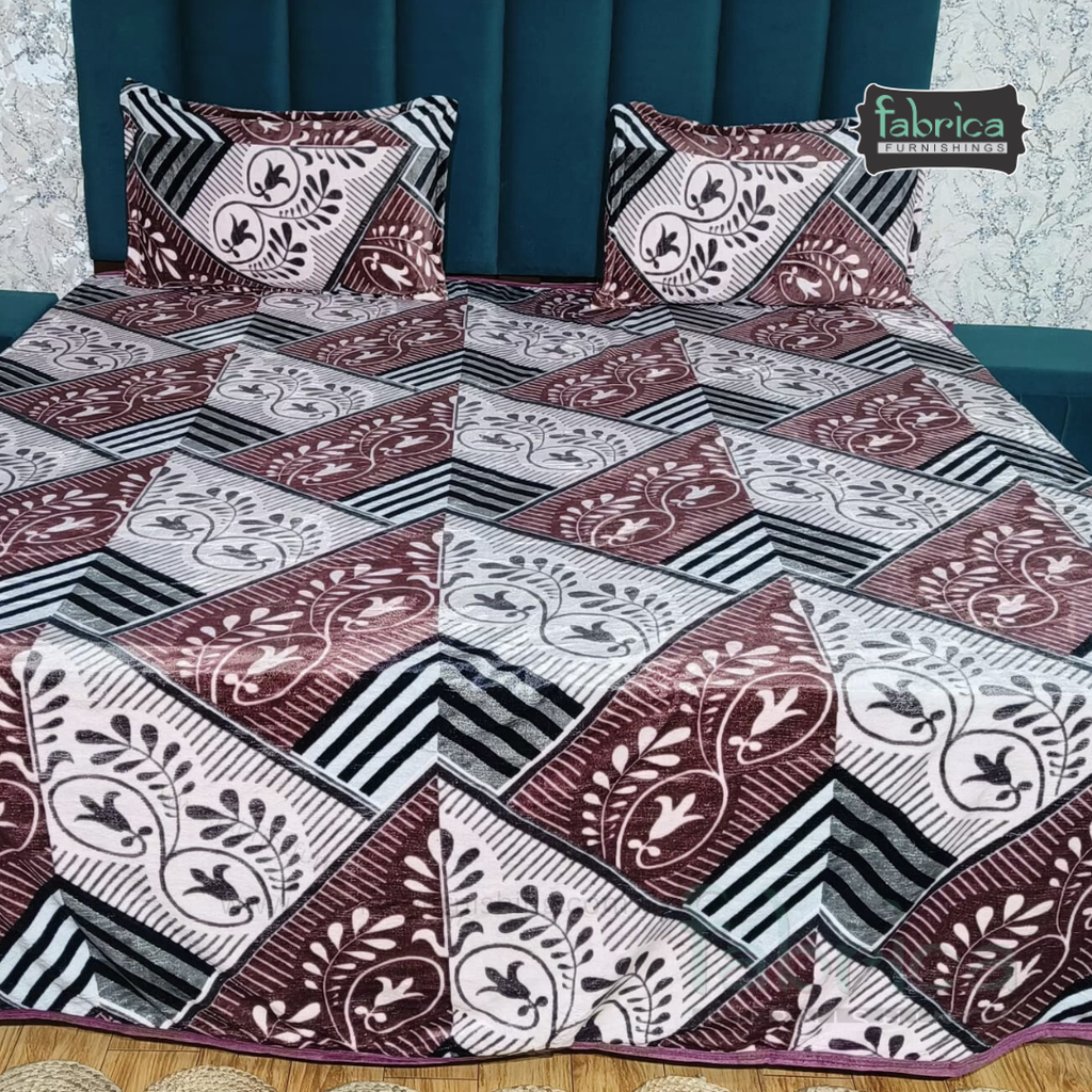 Stella  Printed Premium  King Size Winter Bedsheet Set
