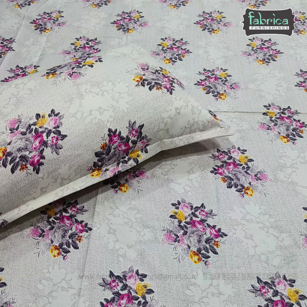 Calm Petals  Printed Pure Cotton Single Bed Sheet