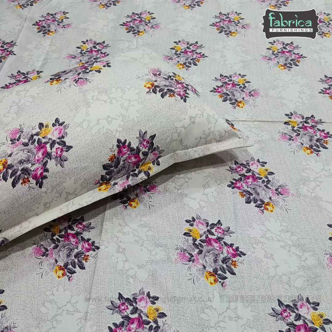 Calm Petals  Printed Pure Cotton Single Bed Sheet