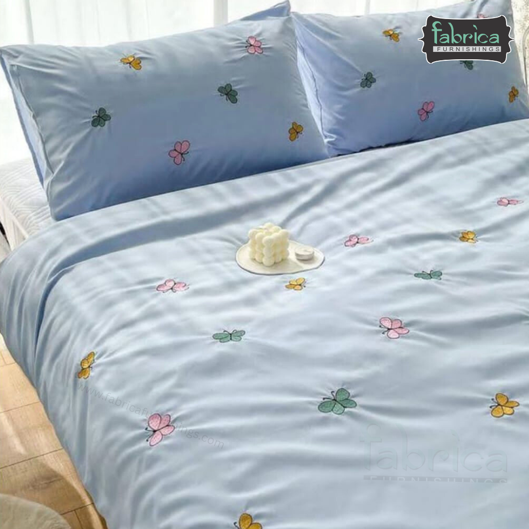 Floral Bloom Embroidered King Size Pure Cotton Bedsheet Set