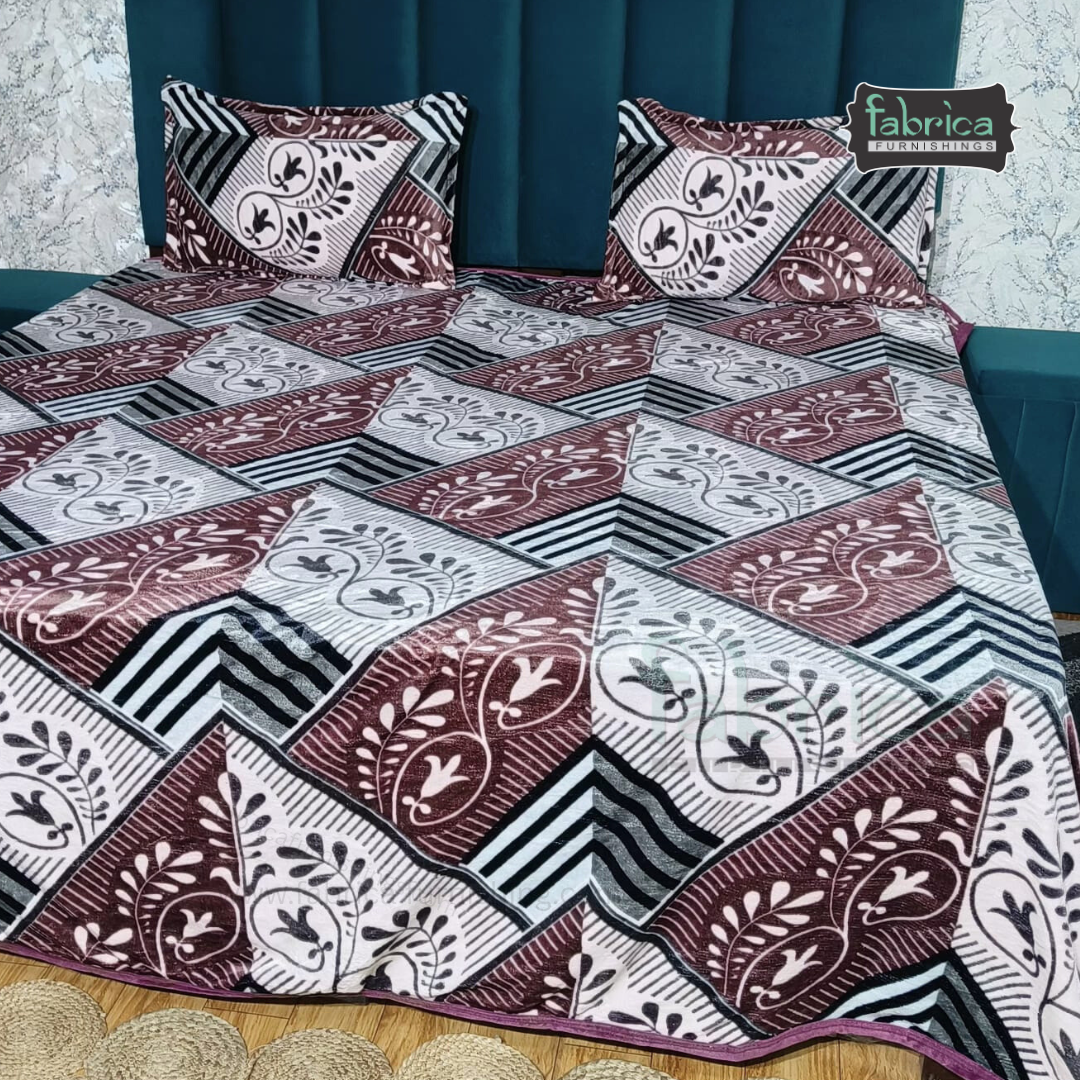 Stella  Printed Premium  King Size Winter Bedsheet Set