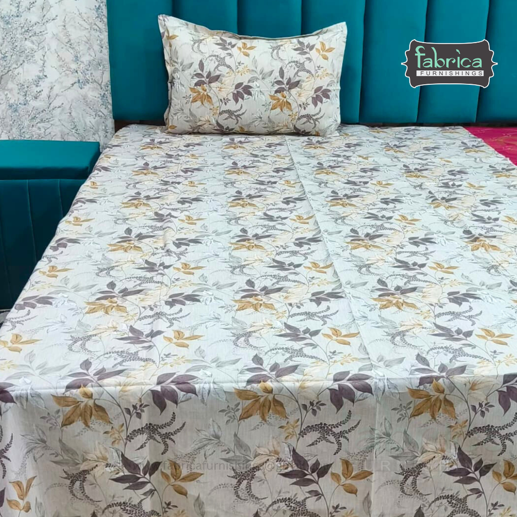 Calm Petals  Printed Pure Cotton Single Bed Sheet