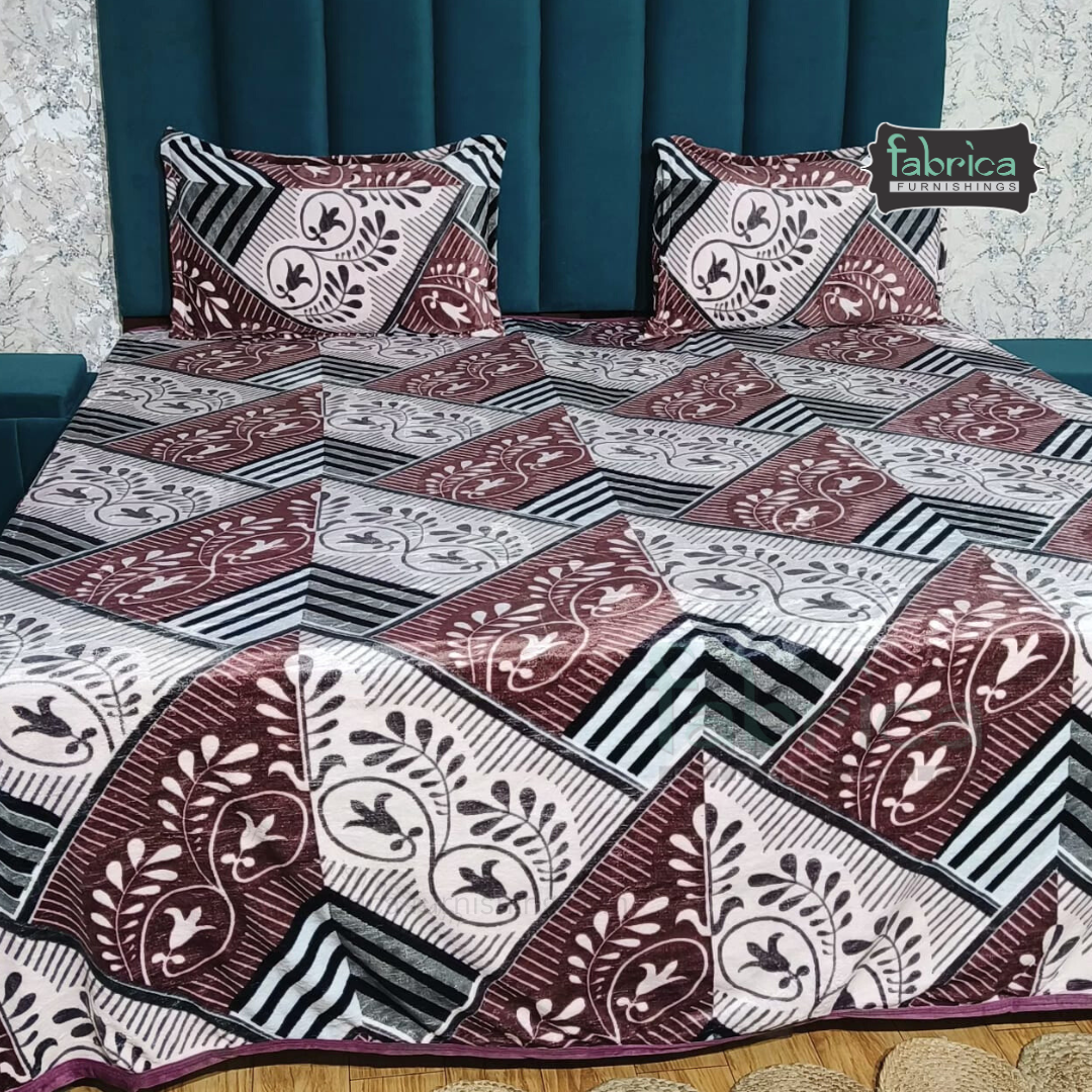 Stella  Printed Premium  King Size Winter Bedsheet Set