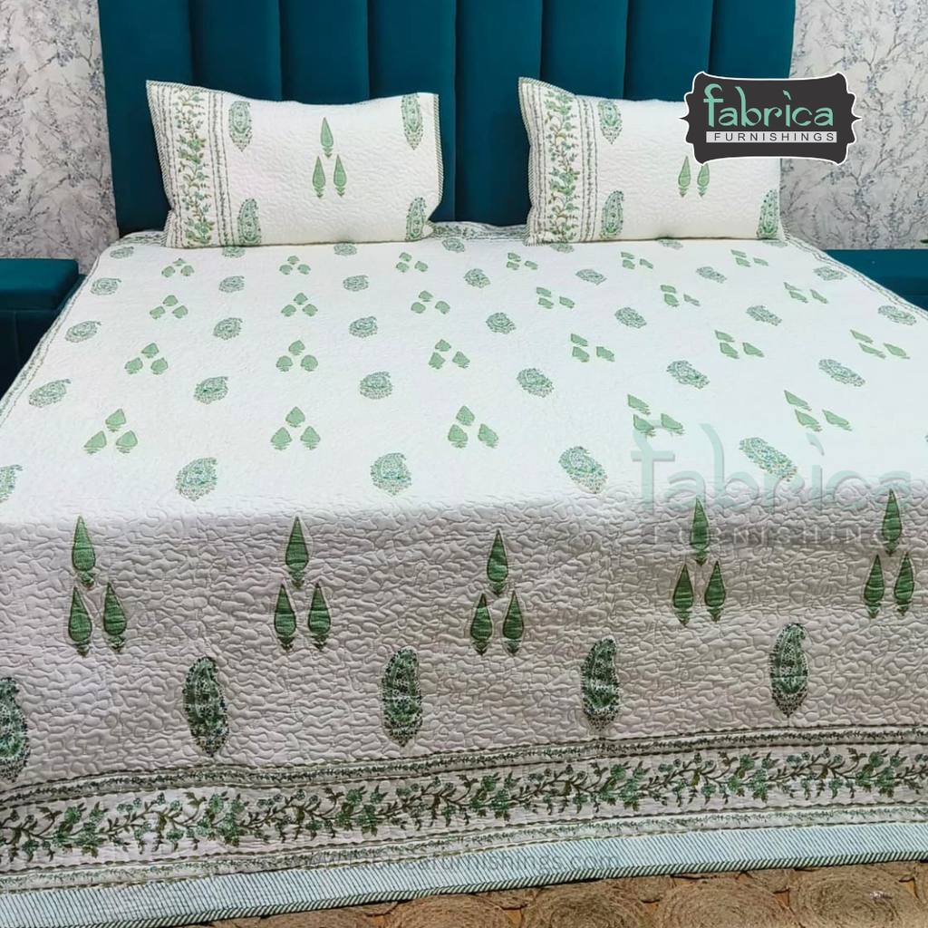 Sanganeri dreams Mul Cotton Handblock Printed king Size Quilted Bedcovers