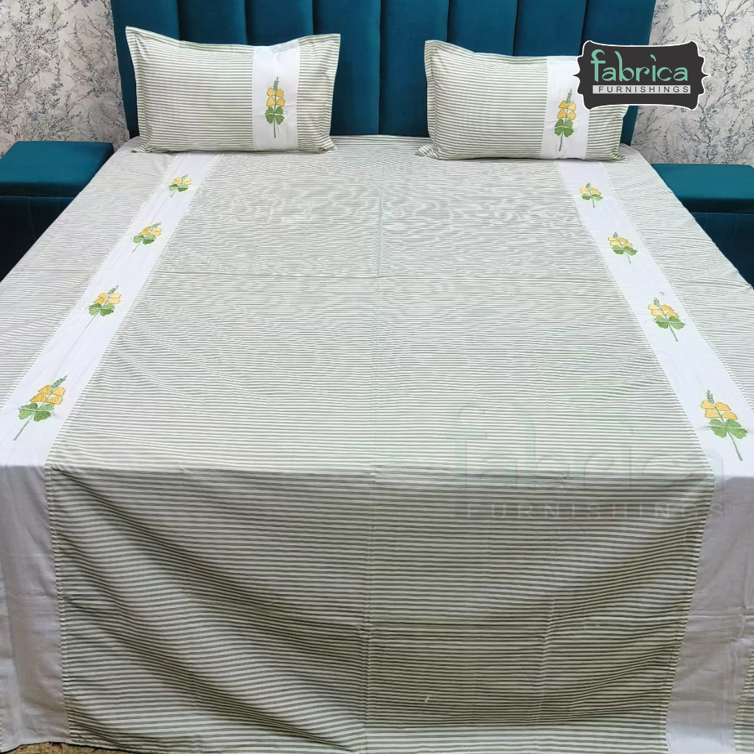 Shahi karigari Pure Cotton Designer Kingsize Embroidered Bedsheet