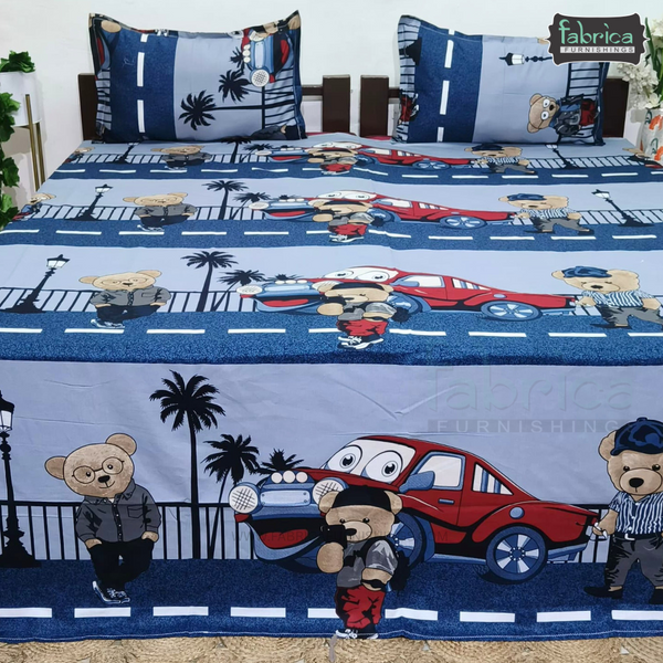 Fabby Home cartoon Print Cotton Double Bedsheet