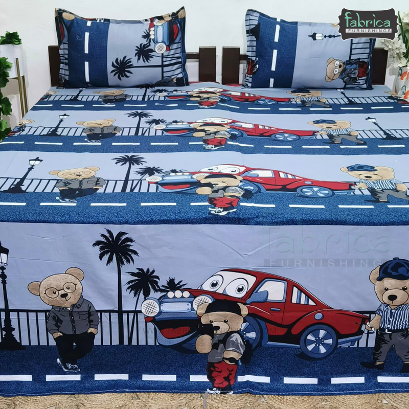 Fabby Home cartoon Print Cotton Double Bedsheet