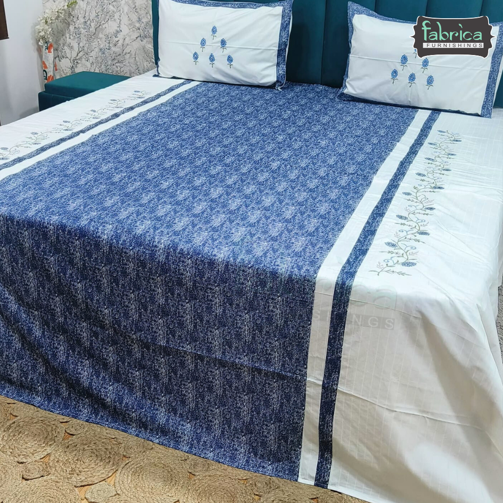 Fabby Home Designer Embroidered King Size Bedsheet Set