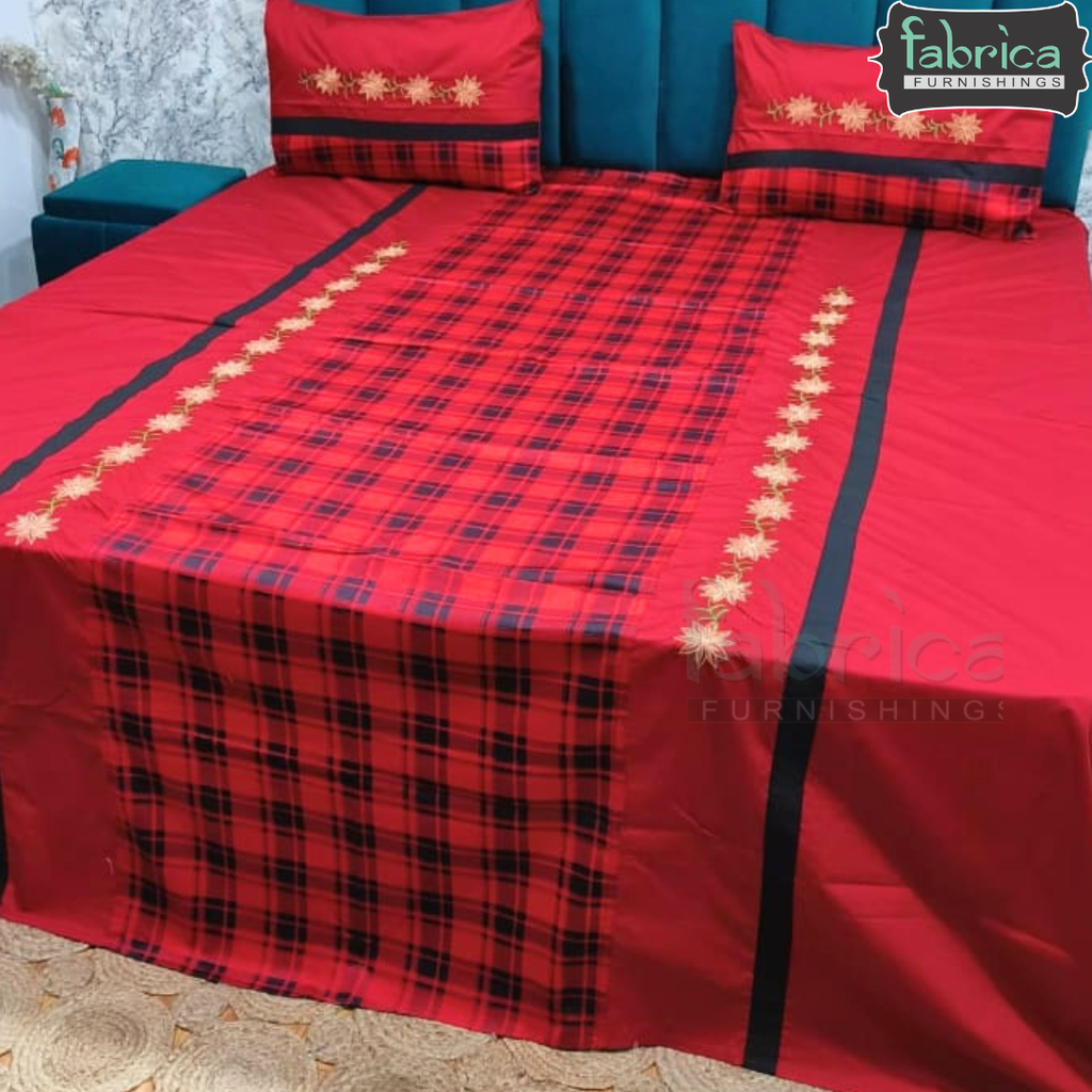 Fabby Home Decor Designer Kingsize Embroidered Bedsheet