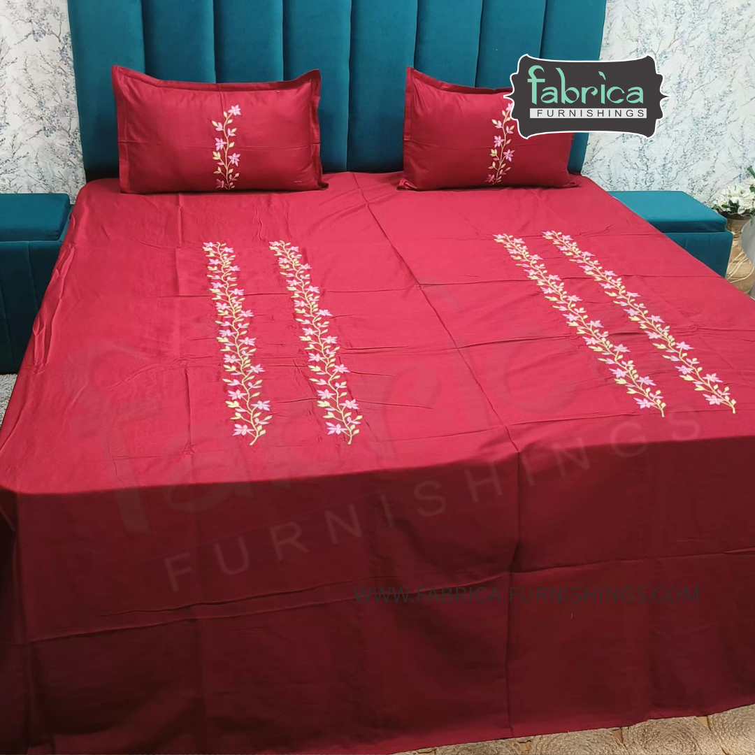 Shahi karigari Pure Cotton Designer Kingsize Embroidered Bedsheet