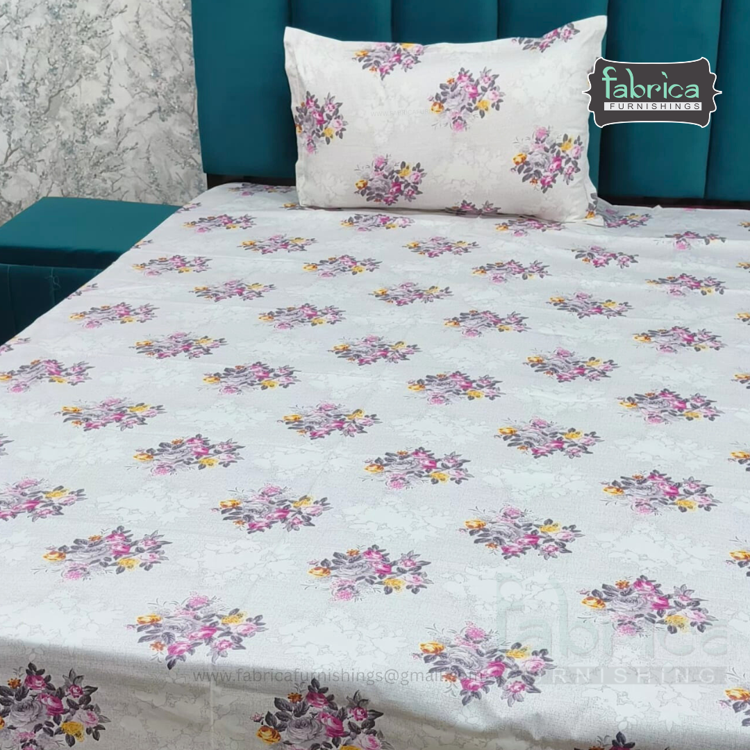 Calm Petals  Printed Pure Cotton Single Bed Sheet