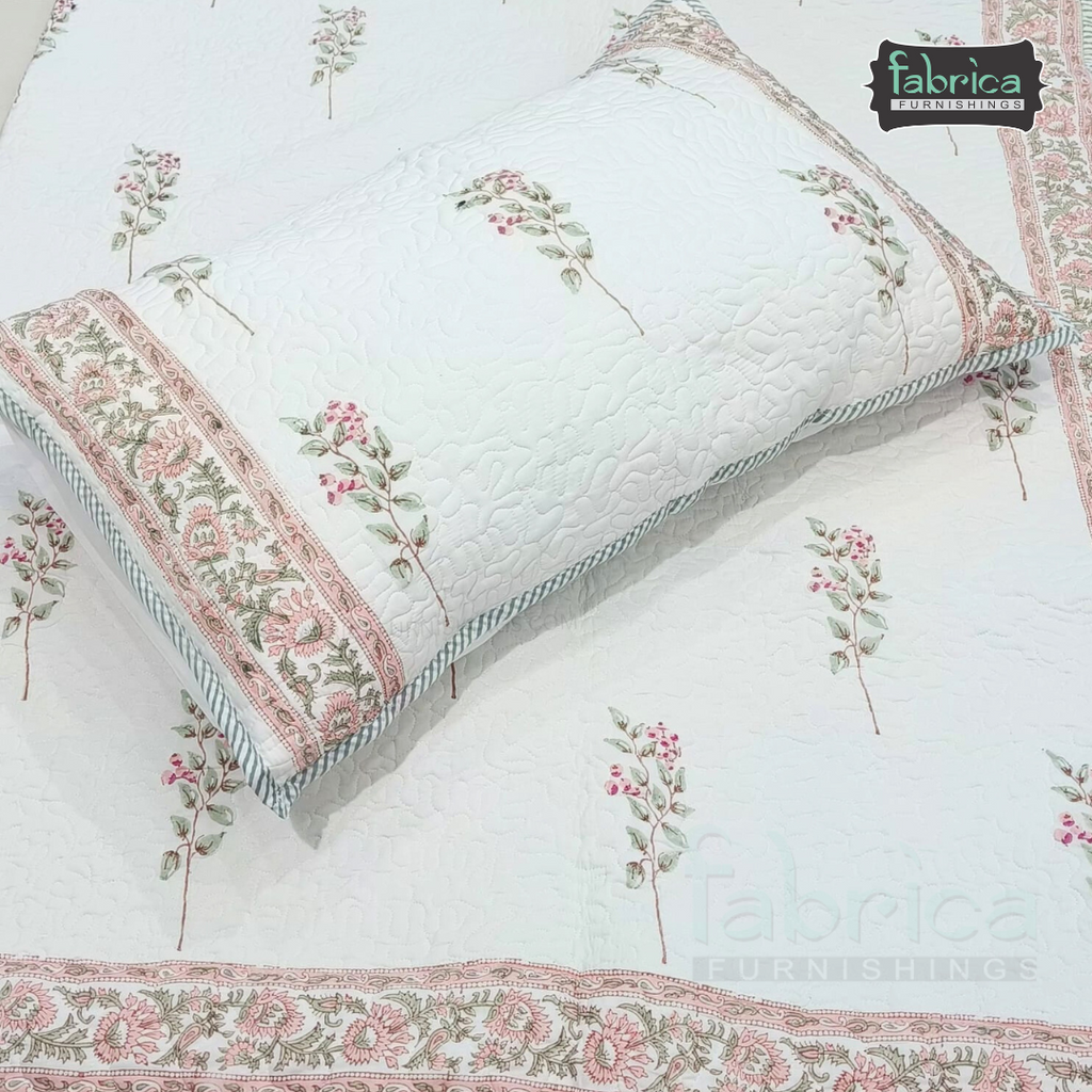 Sanganeri dreams Mul Cotton Handblock Printed king Size Quilted Bedcovers