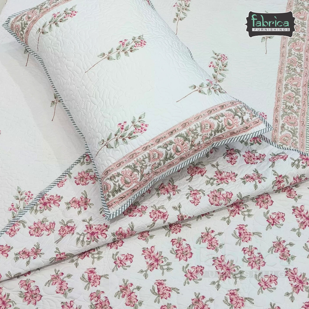 Sanganeri dreams Mul Cotton Handblock Printed king Size Quilted Bedcovers