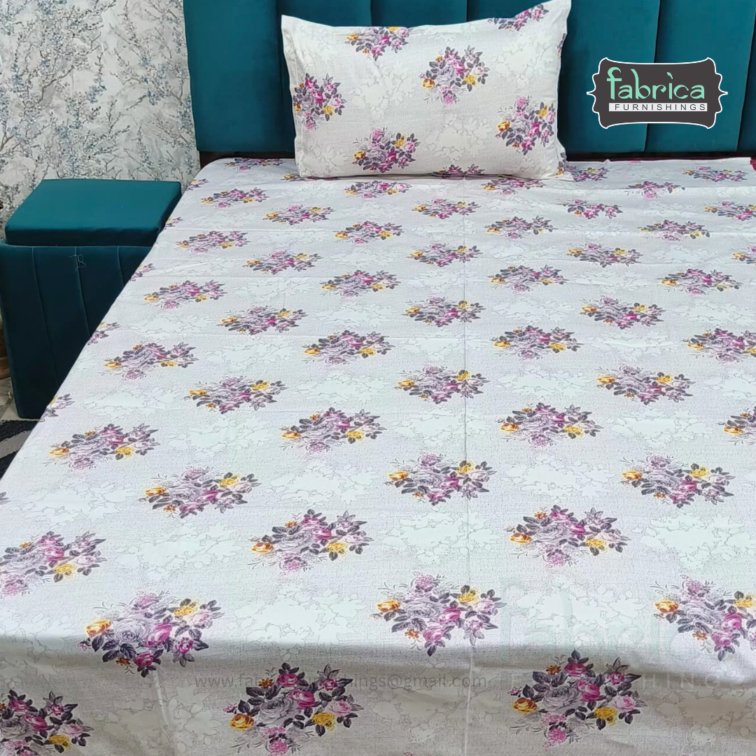 Calm Petals  Printed Pure Cotton Single Bed Sheet