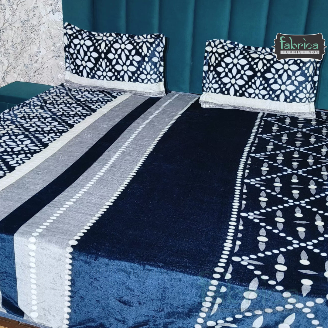 Stella  Printed Premium  King Size Winter Bedsheet Set