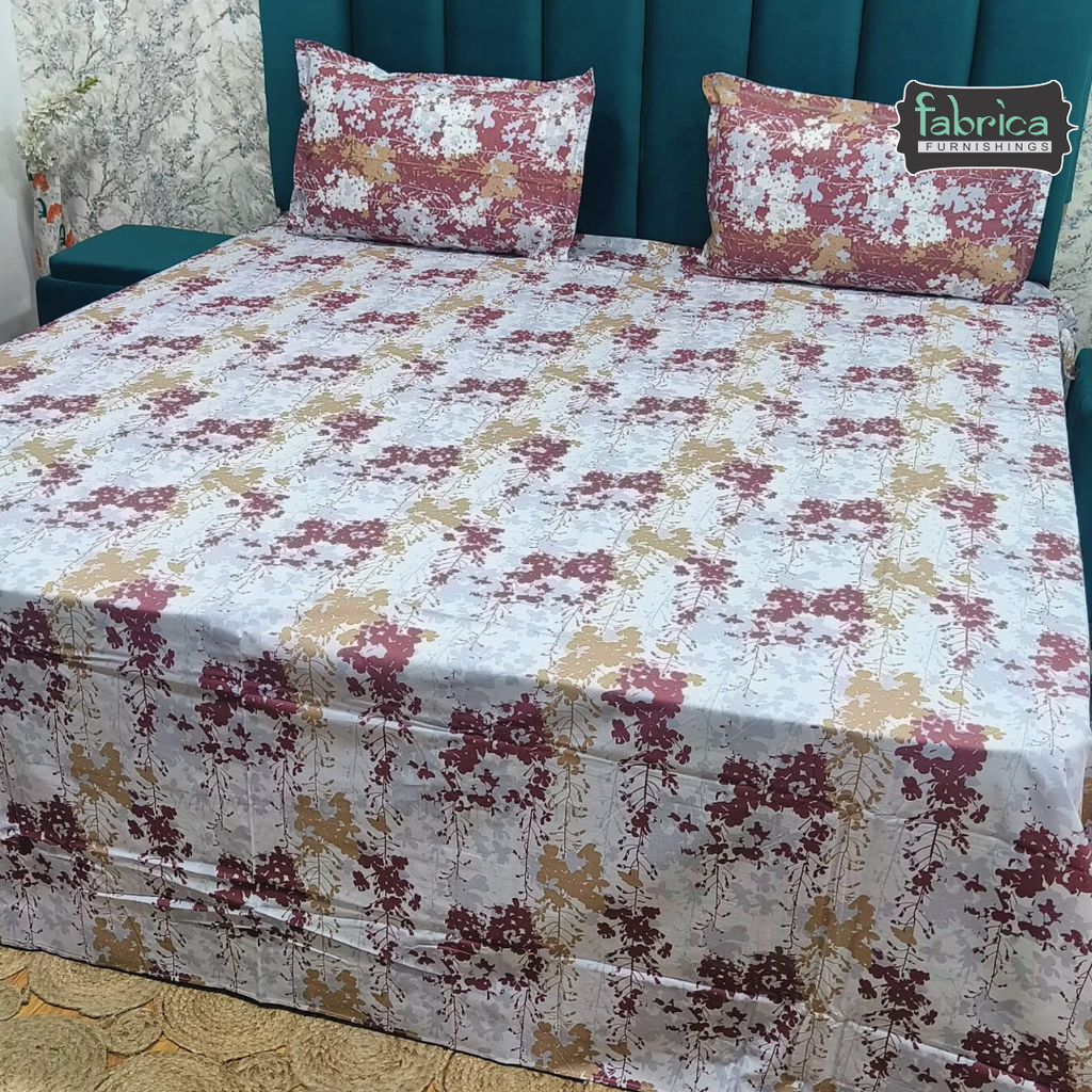 Petals Perra King Size Pure Cotton  Printed Bedsheet Set