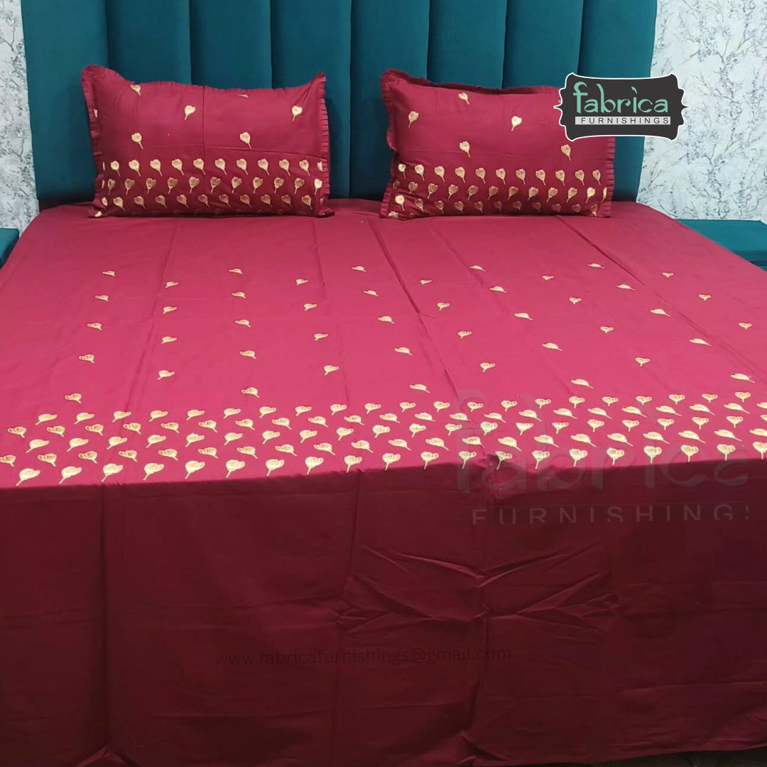 Kanak Embroidered Pure Cotton King Size Bedsheet Set
