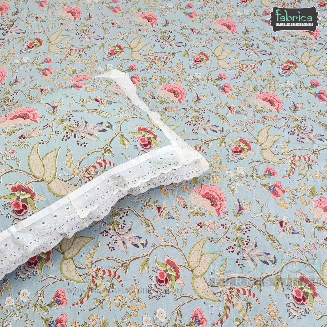 Traditional Anokhi Prints Pure Cotton King Size Lacework  Bedsheet