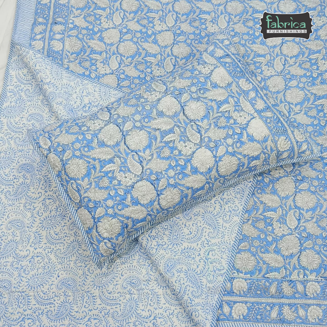 Sanganeri dreams Mul Cotton Handblock Printed king Size Quilted Bedcovers