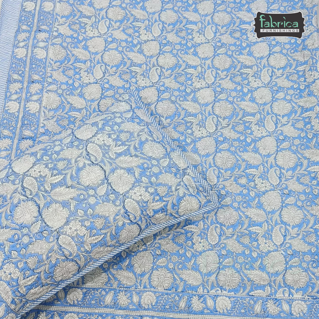 Sanganeri dreams Mul Cotton Handblock Printed king Size Quilted Bedcovers