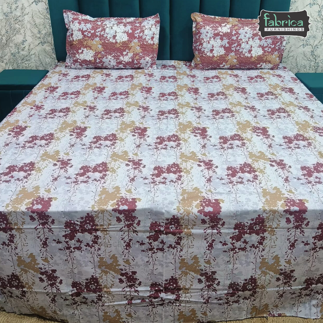 Petals Perra King Size Pure Cotton  Printed Bedsheet Set