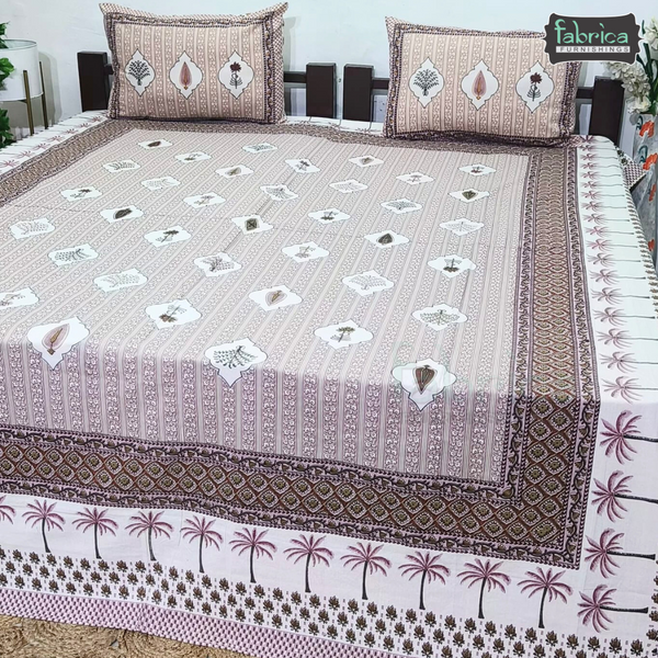 Royal Rajasthani Handblock Print Pure Cotton Double Bed Bed Sheets (90*108 Inch)