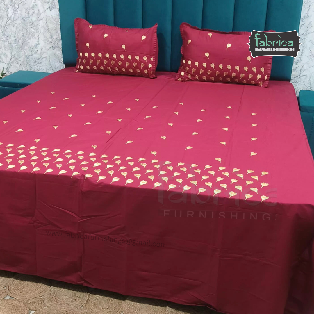 Kanak Embroidered Pure Cotton King Size Bedsheet Set