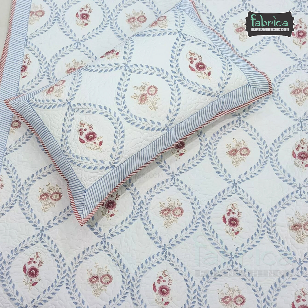 Sanganeri dreams Mul Cotton Handblock Printed king Size Quilted Bedcovers