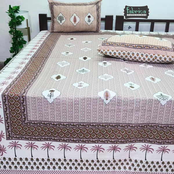 Royal Rajasthani Handblock Print Pure Cotton Double Bed Bed Sheets (90*108 Inch)