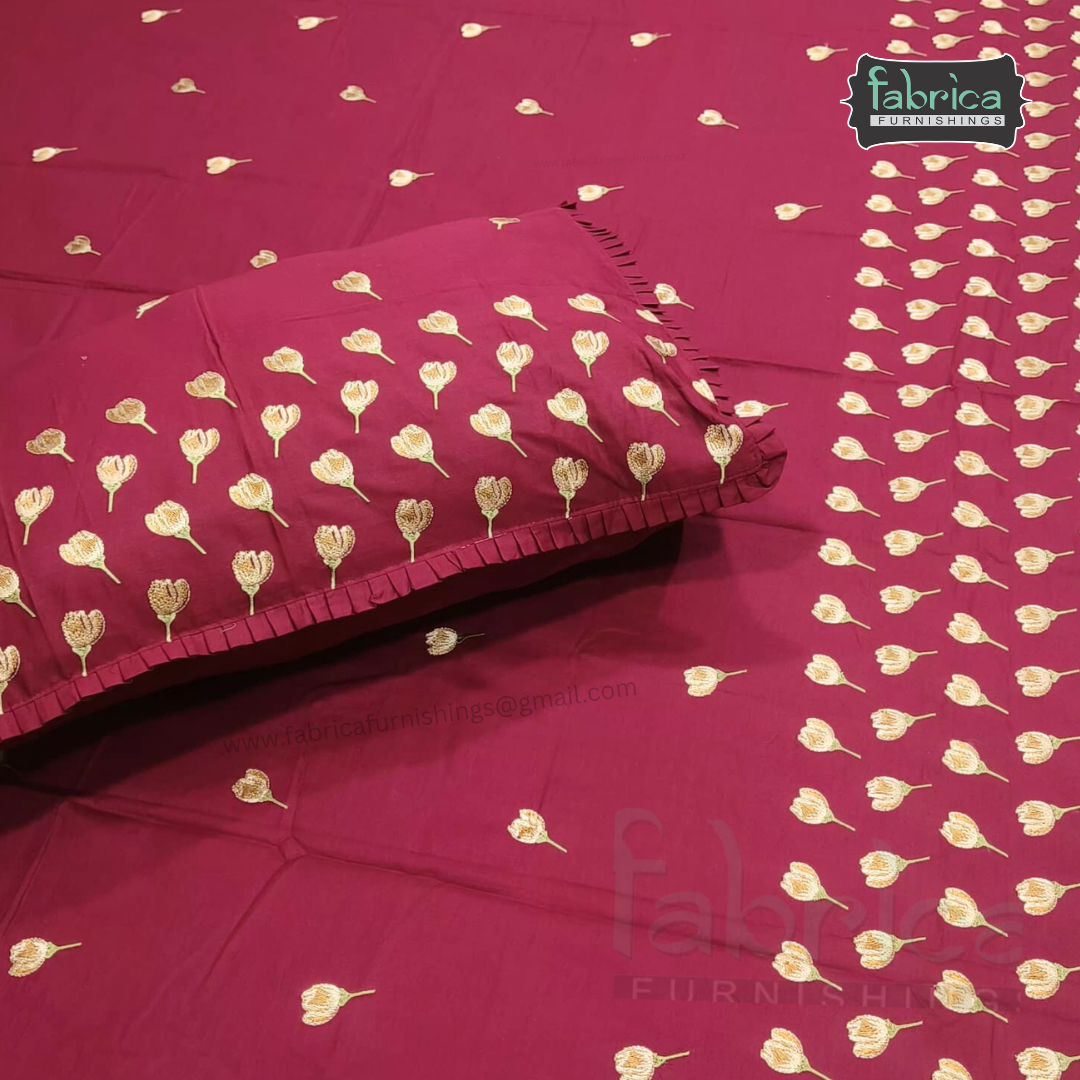 Kanak Embroidered Pure Cotton King Size Bedsheet Set