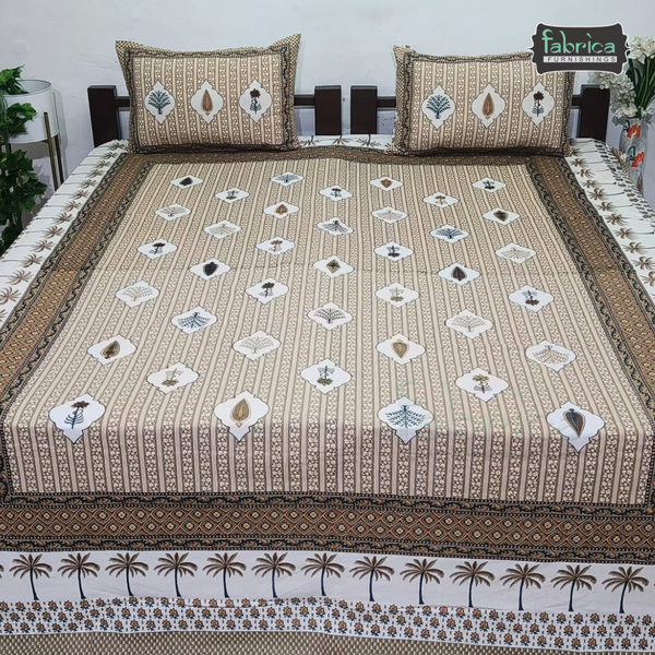 Royal Rajasthani Handblock Print Pure Cotton Double Bed Bed Sheets (90*108 Inch)