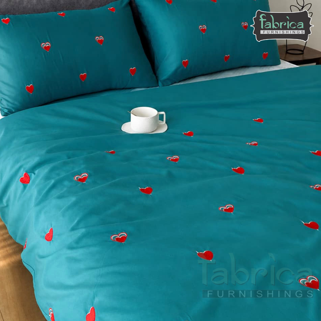 Floral Bloom Embroidered King Size Pure Cotton Bedsheet Set