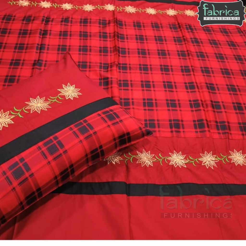 Fabby Home Decor Designer Kingsize Embroidered Bedsheet