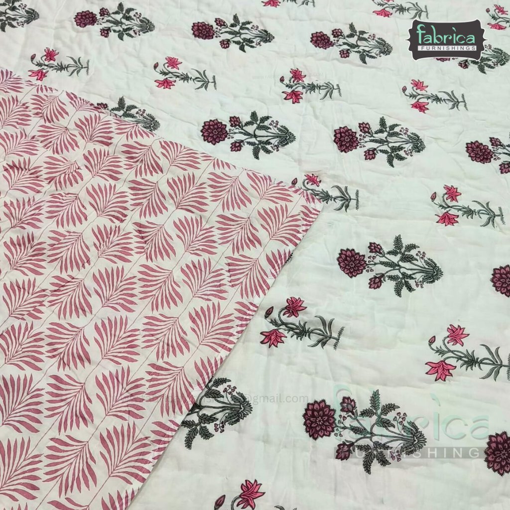 Mughal Nazakat  Handblock Printed Single Bed Pure Cotton Ac Quilt