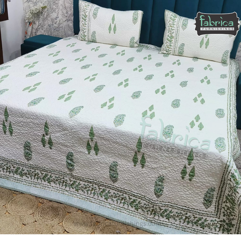 Sanganeri dreams Mul Cotton Handblock Printed king Size Quilted Bedcovers