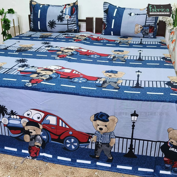 Fabby Home cartoon Print Cotton Double Bedsheet