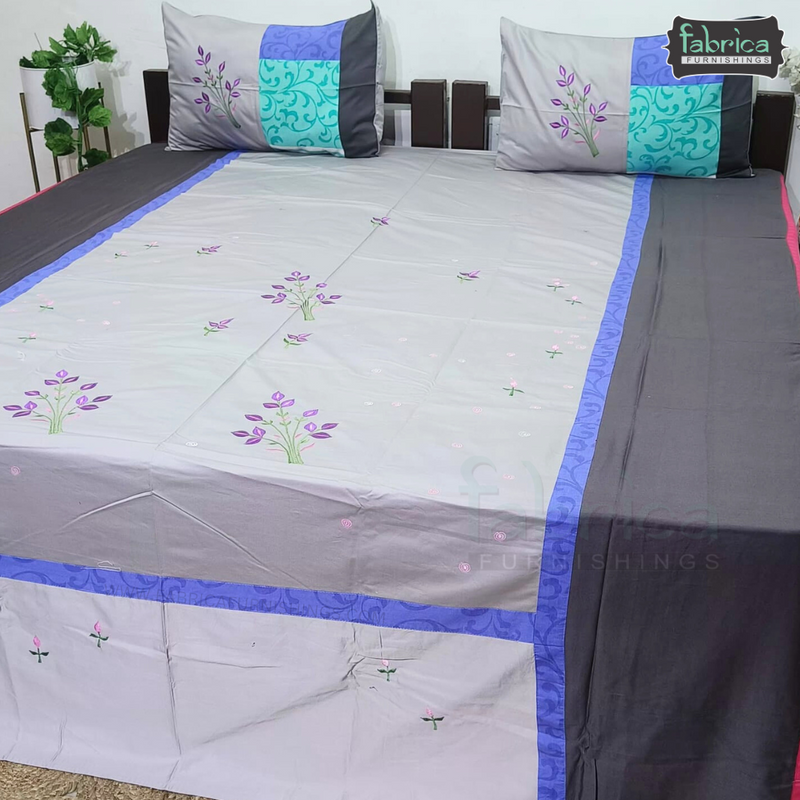 Decor Designer Mix & Match Double Bed Embroidered Bedsheet Set